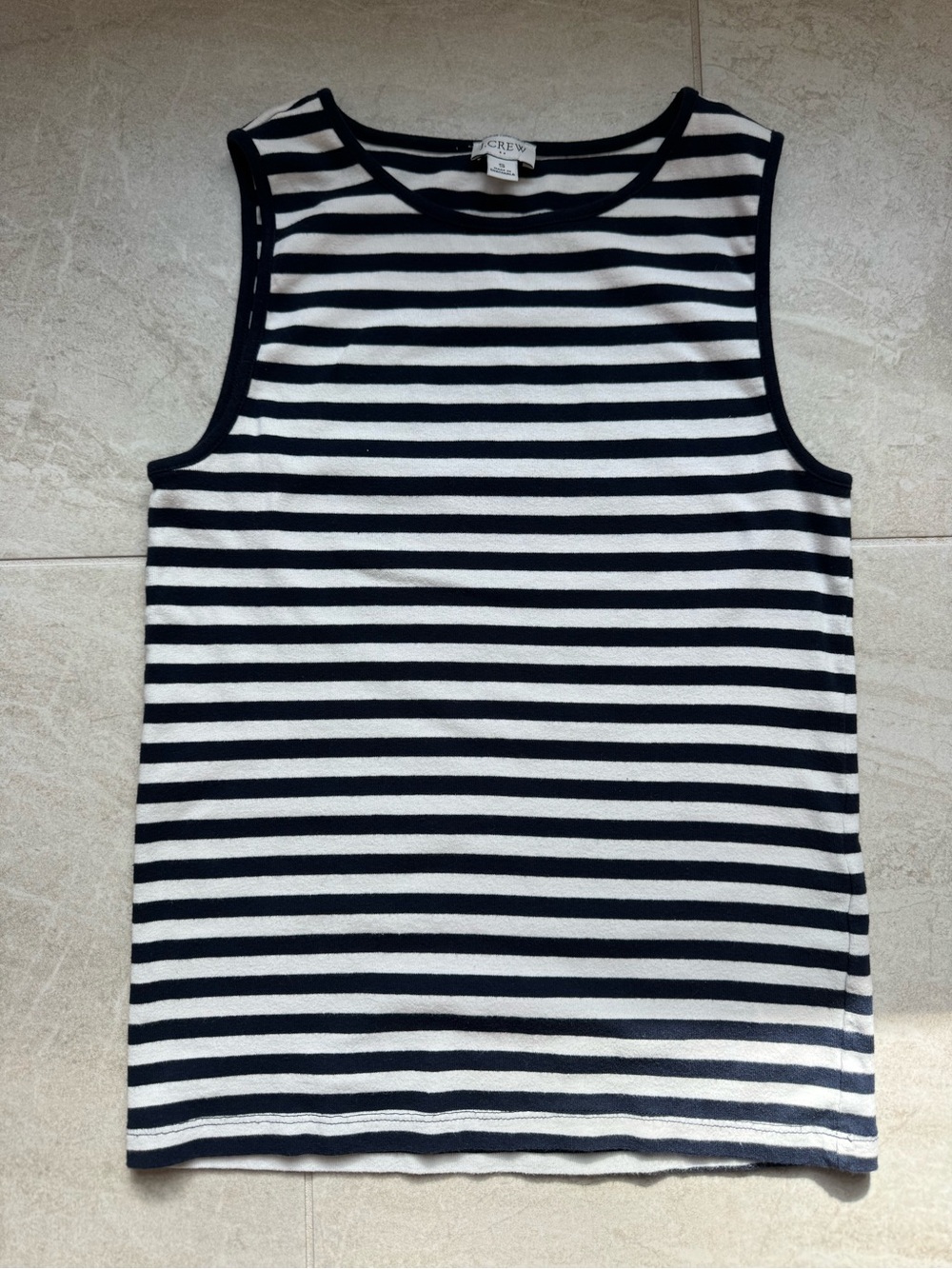 J. Crew Black and White Striped Crewneck Tank